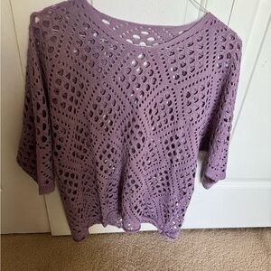 Purple Crochet Knit Top